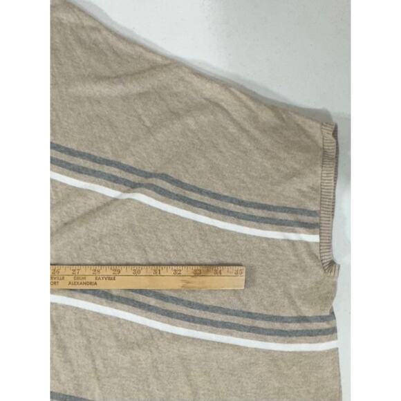Eddie Bauer Womens Cardigan Sweater Size Large Open Front Oversized Tan Stripe - Picture 7 of 7